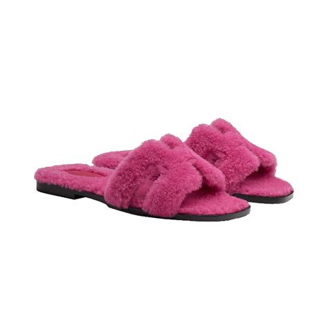 pink fluffy hermes sandals|Hermes slides for women.